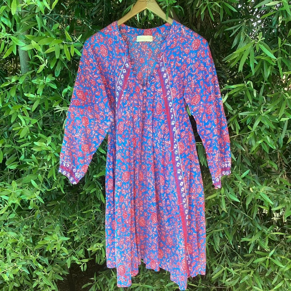 Natalie Martin FIORE SHORT DRESS in Bloom Print Persian Blue